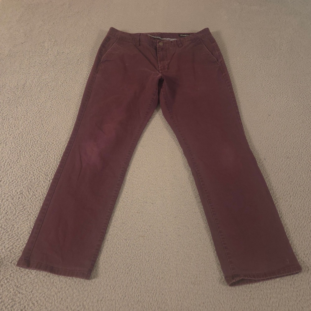 Bonobos Pants Mens 35x30 Burgundy Stretch Washed Chino Slim Fit Cotton Blend
